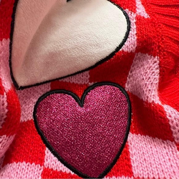 Peanuts Snoopy Valentine's Day Heart Checkerboard Cardigan red pink  NWT medium - Picture 10 of 12